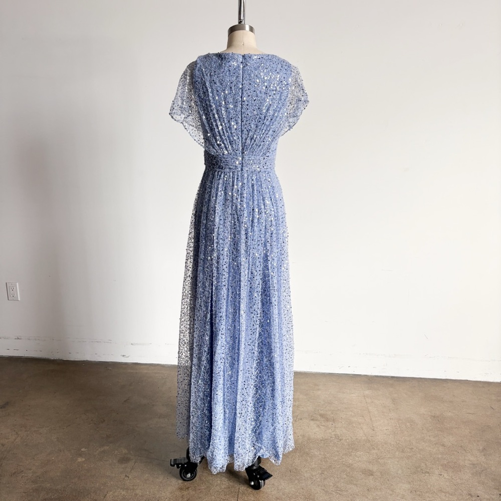 $995 NWOT Theia “Sabine” Beaded and Sequined Maxi Dress in Slate Sz 4 - Picture 10 of 11